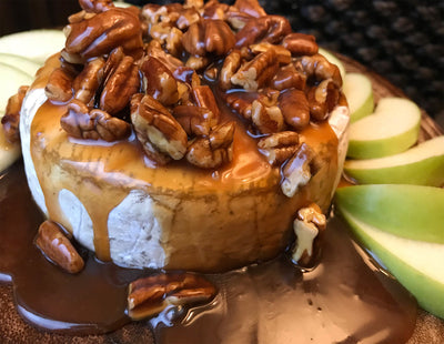 Baked Brie with Bourbon Caramel and Pecans