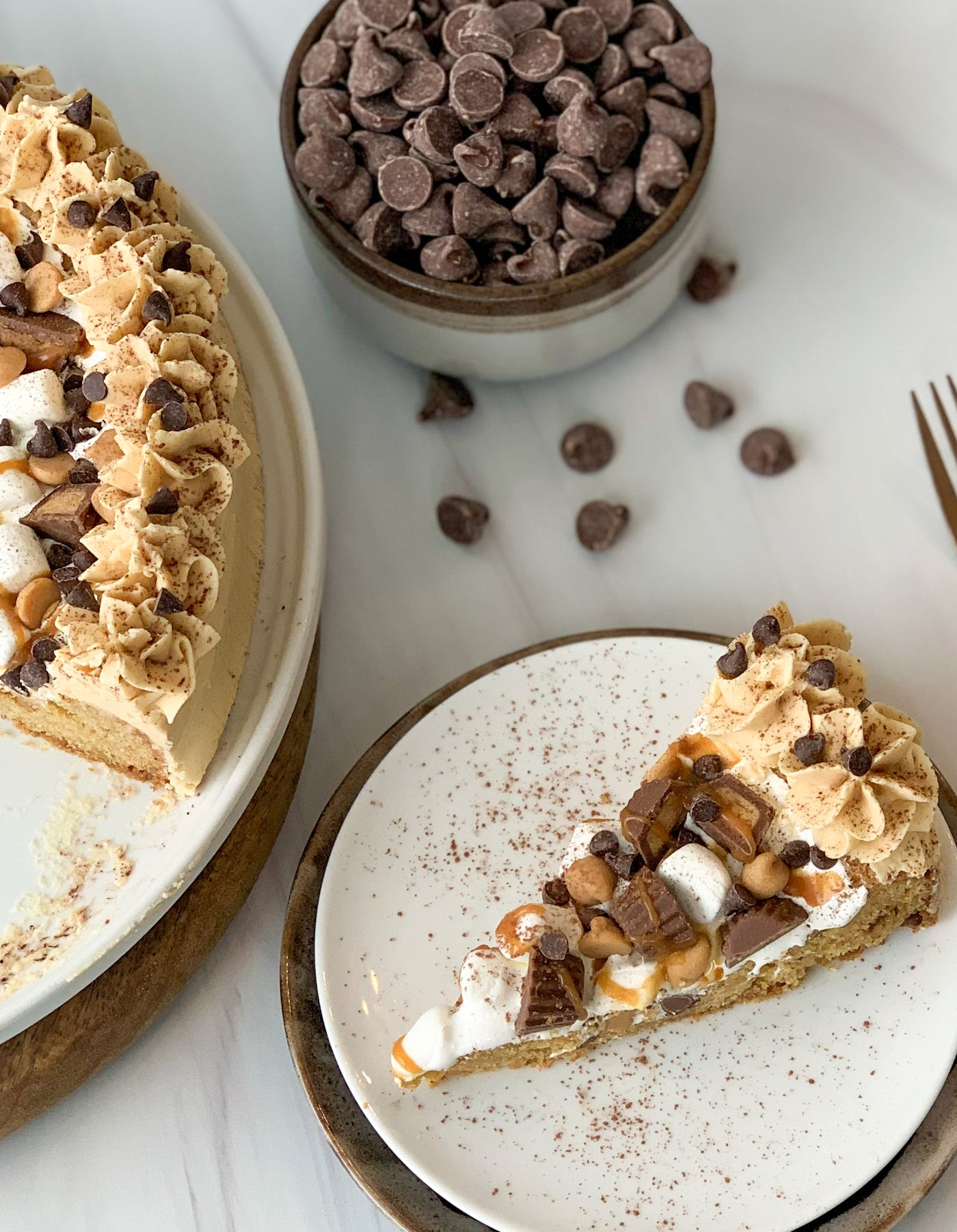 Over the Top Peanut Butter Chocolate Chip Cookie Cake