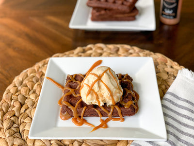 Brownie Waffle w/ Salted Caramel Swirl Ice Cream