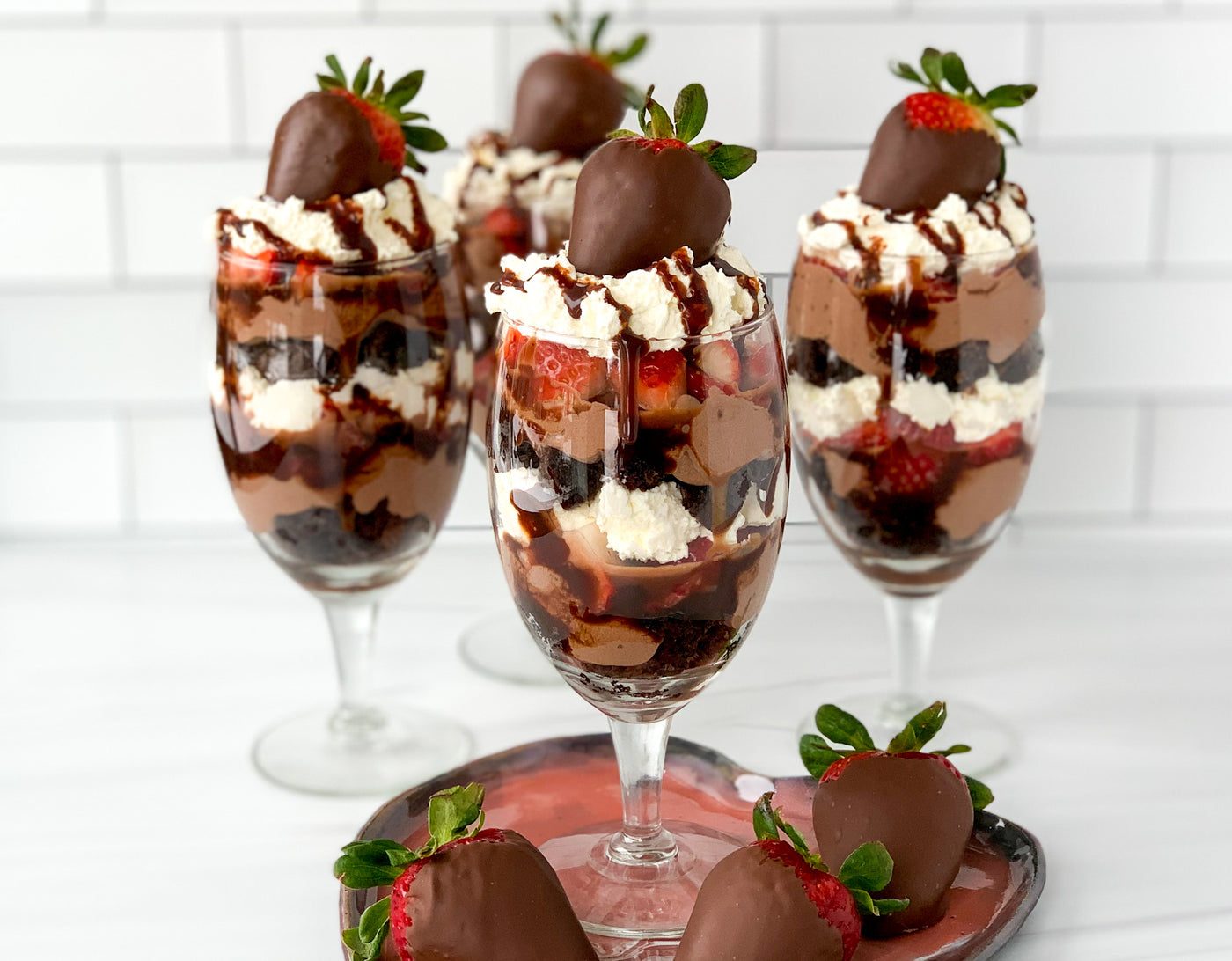 Chocolate Brownie Strawberry Trifles